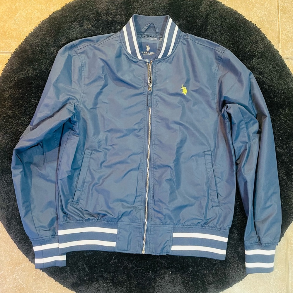 U.S. Polo Assn. Navy Bomber/Windbreaker Jacket with White Accents